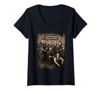 Mujer Vintage Patriotic 1776 American Founding Father Bikers Camiseta Cuello V