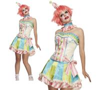 Mujer Vintage Payaso Muñeca Circo Disfraz Sexy Colores Pastel