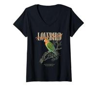 Mujer Vintage Peach-Faced Lovebird Observación de Aves Naturaleza Amor Pájaros Camiseta Cuello V
