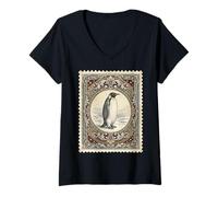 Mujer Vintage Penguin Antarctic Wildlife Camiseta Cuello V