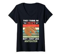 Mujer Vintage Piensan Que Estoy Loco Pero Me Gusta Amante Anteater Camiseta Cuello V