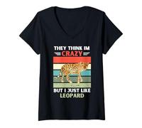 Mujer Vintage Piensan Que Estoy Loco Pero Me Gusta Amante Leopardo Camiseta Cuello V