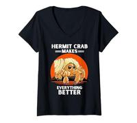 Mujer Vintage Piensan Que Estoy Loco, Pero me Gusta el Cangrejo ermitaño Camiseta Cuello V