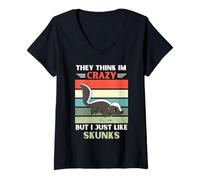 Mujer Vintage Piensan Que Estoy Loco Pero Me Gusta Los Skunks Lover Camiseta Cuello V