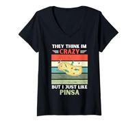 Mujer Vintage Piensan Que Estoy Loco Pero Me Gusta Pinsa Lover Camiseta Cuello V