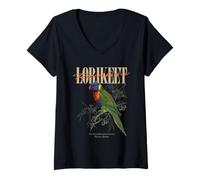 Mujer Vintage Rainbow Lorikeet Bird Watching Art Naturaleza Amor Pájaros Camiseta Cuello V