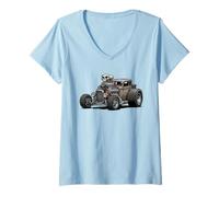 Mujer Vintage Rat Rod Hotrod Car Rusty Muscle Street Rod Diseño Camiseta Cuello V