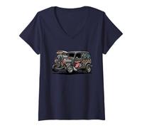Mujer Vintage Rat Rod Hotrod Car Rusty Muscle Street Rod Diseño Camiseta Cuello V