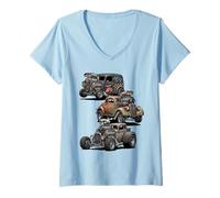 Mujer Vintage Rat Rod Hotrod Cars Rusty Muscle Street Rods Diseño Camiseta Cuello V