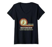 Mujer Vintage Ravencoin Edición Limitada Minero/Minería Cartera RVN Camiseta Cuello V