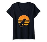 Mujer Vintage Retro Cane Corso Silhouette Sun Dog Lover Camiseta Cuello V