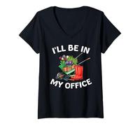 Mujer Vintage Retro Gardening Decor life's I'll Be in My Office Camiseta Cuello V