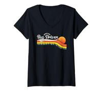 Mujer Vintage Retro School Bus Driver World'S Best Bus Driver Ever Camiseta Cuello V