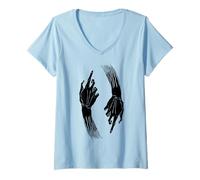Mujer Vintage Retro Señalando Manos Halloween Dedo Zombie Monstruo Camiseta Cuello V