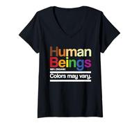 Mujer Vintage Retro Ser Humano 100% Colores Orgánicos Pueden Variar LGBT Camiseta Cuello V
