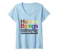 Mujer Vintage Retro Ser Humano 100% Colores Orgánicos Pueden Variar LGBT Camiseta Cuello V