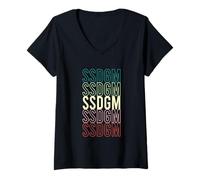 Mujer Vintage Retro SSDGM Regalo Camiseta Cuello V
