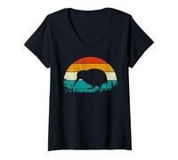 Mujer Vintage Retro Style Pine Tree New Zealand Bird Lovers Kiwi Camiseta Cuello V