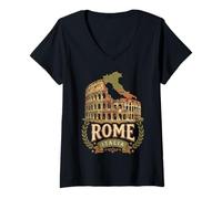 Mujer Vintage Roma Italia Coliseo Antiguo Romano Monumento 2 Camiseta Cuello V