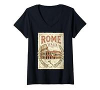 Mujer Vintage Roma Italia Coliseo Antiguo Romano Monumento 4 Camiseta Cuello V