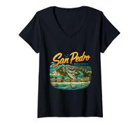 Mujer Vintage San Pedro Belice Travel Souvenir Monumento Regalo Camiseta Cuello V
