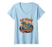 Mujer Vintage Say Roar Dinosaur Photographer Tee for Campers Camiseta Cuello V