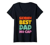 Mujer Vintage Skibidi Best Dad No Cap Dad Rizz Funny Father's Day Camiseta Cuello V