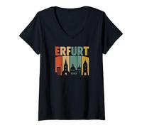 Mujer Vintage Skyline Germany-Erfurt Camiseta Cuello V