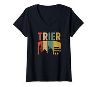 Mujer Vintage Skyline Germany-Trier Camiseta Cuello V