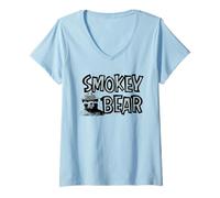 Mujer Vintage Smokey Bear Wildfire Prevention Retro Illustration Camiseta Cuello V
