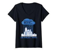 Mujer Vintage Snoopy Mal Día Sentirse Azul Triste No Importa lo Que Sea Camiseta Cuello V