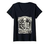 Mujer Vintage Solo Un Capítulo Más Esqueleto Libros Biblioteca Amante Camiseta Cuello V