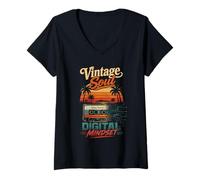 Mujer Vintage Soul Digital Mindset Retro Art Camiseta Cuello V