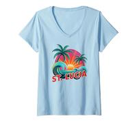 Mujer Vintage South Padre Island Besties Viaje Surf Vacaciones Camiseta Cuello V