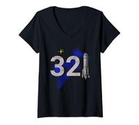 Mujer Vintage Space Coast 321 Rocket Launch Souvenir Camiseta Cuello V