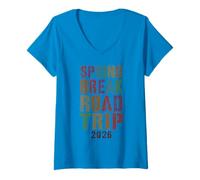 Mujer Vintage Spring Break Road Trip 2026 Vacaciones Surfing Vacay Camiseta Cuello V