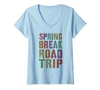 Mujer Vintage Spring Break Road Trip Surf Vacaciones Vacaciones Coincidencia Camiseta Cuello V