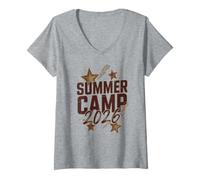 Mujer Vintage Summer Camp 2026 Aventura del Personal del Equipo de directores Camiseta Cuello V