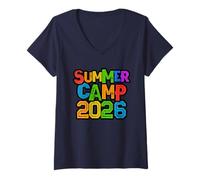 Mujer Vintage Summer Camp 2026 Director de Camping Vibes anfitrión Besties Camiseta Cuello V