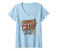 Mujer Vintage Summer Camp 2026 Director del Equipo anfitrión de Camping Camiseta Cuello V