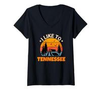 Mujer Vintage Sunset Tennessee, Hiking Camping, Outdoors Tennessee Camiseta Cuello V