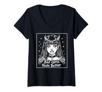 Mujer Vintage Tatuajes Amantes Mujeres Chicas Malas Saben Mejor Camiseta Cuello V