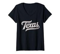 Mujer Vintage Texas Script Retro Swoosh Camiseta Cuello V