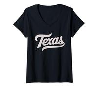 Mujer Vintage Texas Script Retro Swoosh Camiseta Cuello V