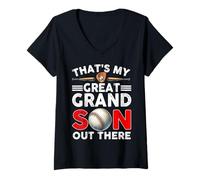 Mujer Vintage That's My Great Grandson Out There Baseball Mujer Camiseta Cuello V