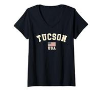 Mujer Vintage Tucson USA Bandera Americana Arizona Cool Souvenir Retro Camiseta Cuello V
