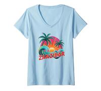 Mujer Vintage Turks & Caicos Islas Cumpleaños Vacaciones Vacaciones Camiseta Cuello V