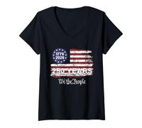 Mujer Vintage USA 1776 2026 American 250 Years We The People Camiseta Cuello V