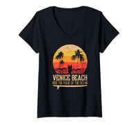 Mujer Vintage Venice Beach Ride The Pulse of the Ocean Camiseta Cuello V