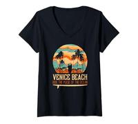 Mujer Vintage Venice Beach Ride The Pulse of the Ocean Camiseta Cuello V